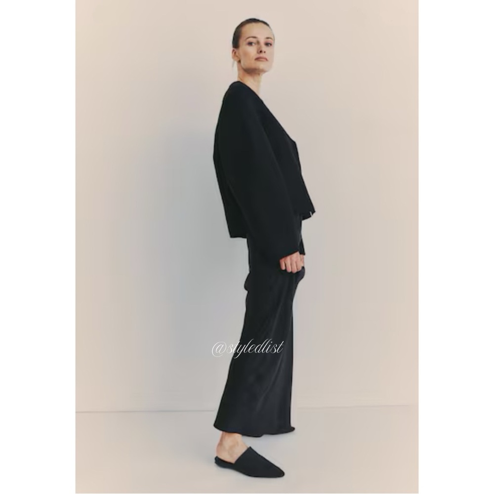 H&M Midi Maxi Silk Skirt Black 10 NWT